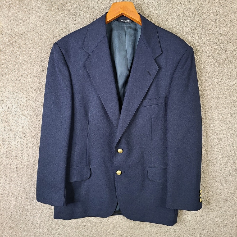 Vintage Appleseeds Jacket‎ Mens 42R Blue Sport Coat Gold Buttons Made In USA